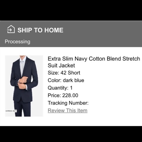 COPY - Extra Slim Navy Cotton Blend Stretch Suit Jacket 42 short blazer express… - Picture 4 of 4
